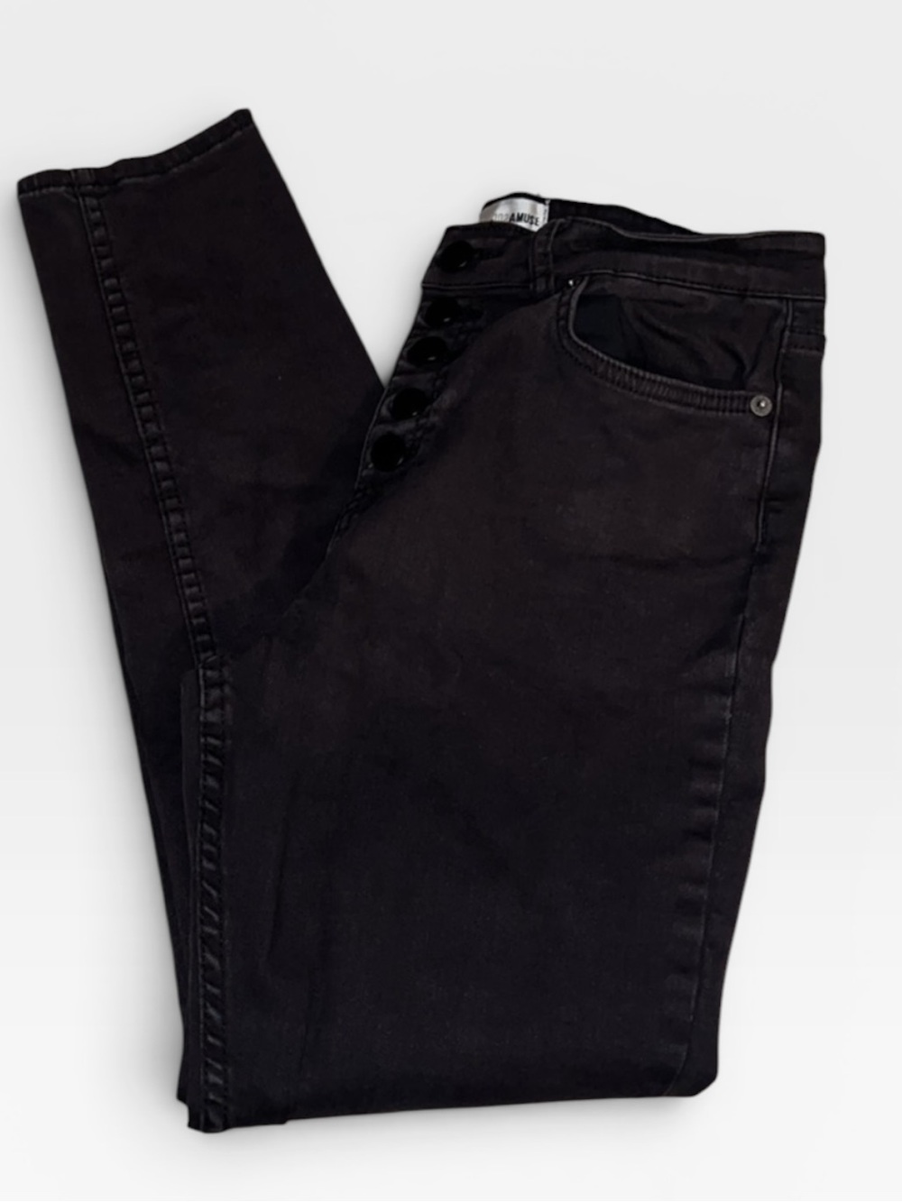 Society Amuse high Rise skinny button fly black jeans Sz 29